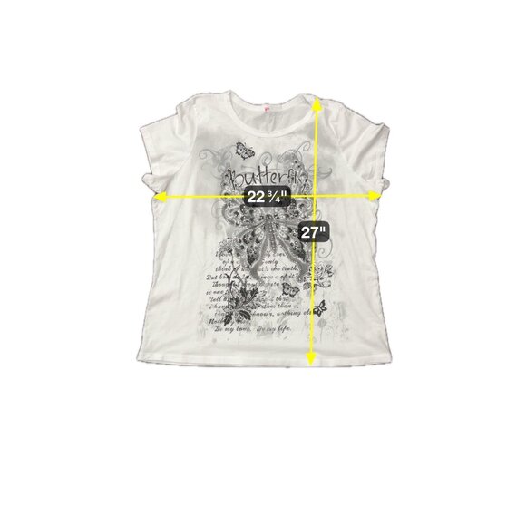 Butterfly Graphic Womens White T Shirt Cotton Short Sleeves Sz 3X - Picture 7 of 9